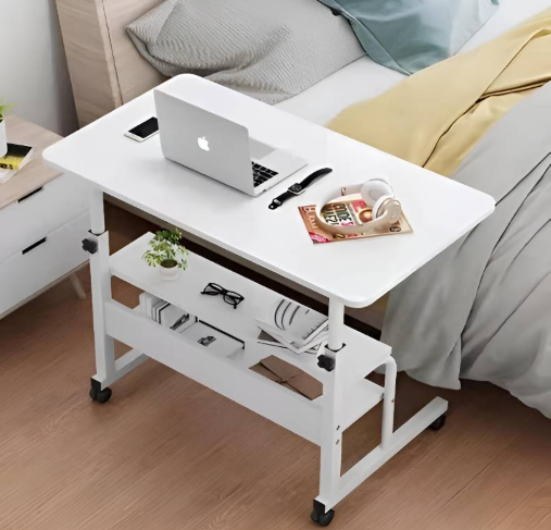 double layer adjustable table ( white )