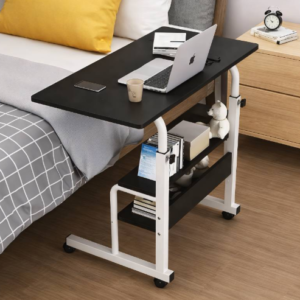 Double Layer Height Adjustable Table -( black /White stand )